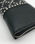 Michael Kors Black Saffiano Leather Studded Zip Around Wristlet Wallet