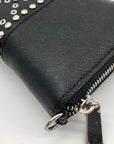Michael Kors Black Saffiano Leather Studded Zip Around Wristlet Wallet