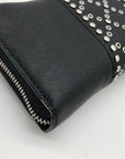 Michael Kors Black Saffiano Leather Studded Zip Around Wristlet Wallet