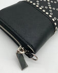 Michael Kors Black Saffiano Leather Studded Zip Around Wristlet Wallet