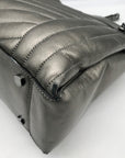 Michael Kors Metallic Grey Leather Susan Quilted Shoulder Bag