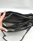 Michael Kors Metallic Grey Leather Susan Quilted Shoulder Bag