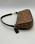 Coach Khaki and Brown Canvas Coated shoulder bag