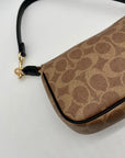 Coach Khaki and Brown Canvas Coated shoulder bag