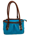 CHAPS Blue Faux Leather Tote Bag