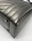 Michael Kors Metallic Grey Leather Susan Quilted Shoulder Bag