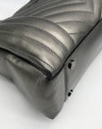 Michael Kors Metallic Grey Leather Susan Quilted Shoulder Bag