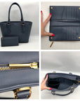 Dagne Dover Grey And Blue Coated Canvas Legend Tote Bag With Wallet