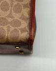 Coach Brown Coated Canvas & Horse And Carriage Print Tote Bag-C0776