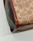 Coach Brown Coated Canvas & Horse And Carriage Print Tote Bag-C0776