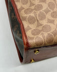 Coach Brown Coated Canvas & Horse And Carriage Print Tote Bag-C0776