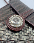 Brighton One World Brown Woven Leather Crossbody
