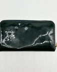 Tory Burch Black Patent Leather Continental Zip-Around Wallet