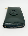 Tory Burch Black Patent Leather Continental Zip-Around Wallet