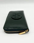 Tory Burch Black Patent Leather Continental Zip-Around Wallet