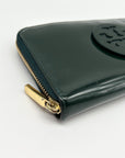 Tory Burch Black Patent Leather Continental Zip-Around Wallet