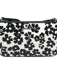 Michael Kors Black And White Leather Floral Print Crossbody Bag
