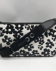 Michael Kors Black And White Leather Floral Print Crossbody Bag