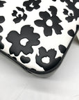 Michael Kors Black And White Leather Floral Print Crossbody Bag