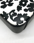 Michael Kors Black And White Leather Floral Print Crossbody Bag