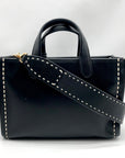 Michael Kors Black Leather Small East West Gigi Messenger Tote