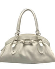 Christian Dior Off-White Vintage Leather Satchel Frame Bag