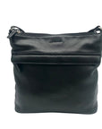 Jack Georges Voyager Black Pebbled Leather Zippered Crossbody Hobo Bag