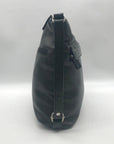 Jack Georges Voyager Black Pebbled Leather Zippered Crossbody Hobo Bag