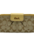 Coach Beige Canvas And Yellow Leather Slim Envelope Wallet