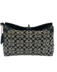 Coach Black & Gray Signature Canvas Turn-lock Wristlet