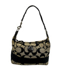 Coach Black Signature Strip Canvas Hobo Bag- F17434