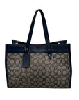 Coach Blue Leather And Canvas Print Reversible Shoulder Bag