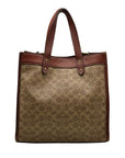 Coach Brown Coated Canvas & Horse And Carriage Print Tote Bag-C0776