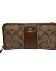 Coach Brown Coated Canvas & Leather Accordion Wallet