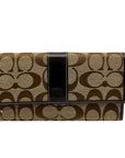 Coach Brown Monogram Canvas Trifold Wallet