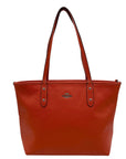 Coach Burnt Orange Pebbled Leather Zip Top City Tote Bag F58846