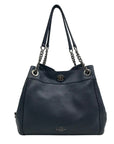 Coach Dark Blue Pebbled Leather Edie Turn-lock Shoulder Bag 36855