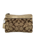 Coach Gold & Brown Signature Jacquard Canvas Wristlet