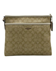 Coach Khaki And White Signature Coated Canvas Crossbody Bag-F58297