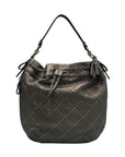 Coach Metallic Perforated Leather Drawstring Shoulder Bag
