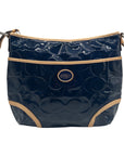 Coach Navy Blue Patent Leather Peyton Shoulder Bag-F20022