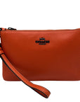 Coach Orange Leather Polished Pebble Small Wristlet