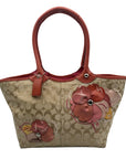 Coach Tan Signature Canvas Bleecker Floral Applique Tote