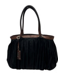 Gambini Black Pleated Suede Shoulder Bag