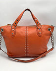 Michael Kors Tangerine Leather Astor Chain Convertible Satchel Bag