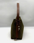 Grossi Green Suede Hobo Crossbody Bag