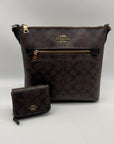 Coach Brown Signature Canvas Rowan File Bag C1554