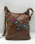 Unbranded Brown Faux Leather Bohemian Style Handmade Crossbody Bag