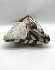 Bhrayna Zebra Design Fold Over Cotton & Leather Clutch