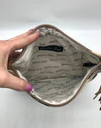 Bhrayna Zebra Design Fold Over Cotton & Leather Clutch
